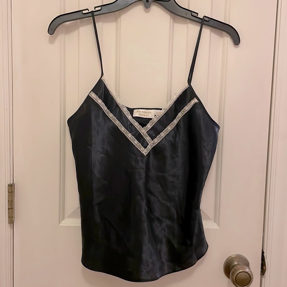 VICTORIA’S SECRET | Vintage Ivory Lace Black Camisole Lingerie Tank Top